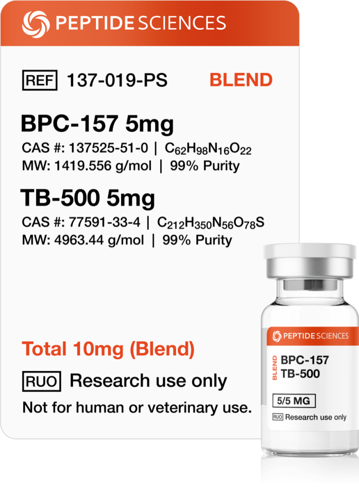 BPC-157 + TB-500 blend, healing peptide stack, dual peptide therapy, tendon repair peptide, ligament healing, muscle regeneration peptide, buy BPC157 and TB500 online, research peptides combo, anti-inflammatory peptide blend, angiogenesis peptide, ChemDope peptides, wound healing peptide